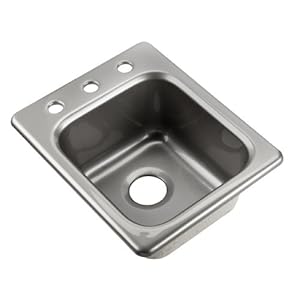 Lyons Industries DKPREP02 Almond 16-Inch by 20-Inch Single Bowl Acrylic 8-Inch Deep Kitchen Prep Sink with Three Faucet Holes