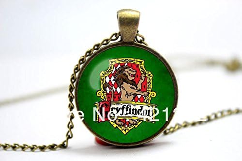 Pretty Lee 2015 Fashion Vintage Style Harry Potter Hogwarts Gryffindor Emblem Shield Lion Crest Symbol Glass Cabochon Dome Pendant Necklace Christmas gift