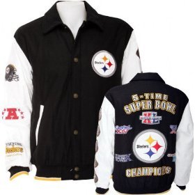 Pittsburgh Steelers Super Bowl Championship Leather and Wool Jacket