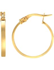 14k Italian Yellow Gold High Polished Square Tube Hoop Earrings