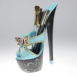 Blue Dragonfly Brush Holder Shoe High Heel Platform For Makeup Brushes or Pens