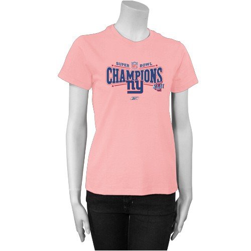 Buy New York Giants Super Bowl XLII Champions Ladies Pink T-Shirt by Reebok