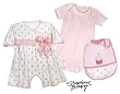 Pink Cupcake Baby Girl's 1st Birthday Set with Romper, Onsie and Bib