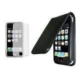 Premium Black Leather horizontal Flip Case and Screen Protector for Apple Ipod Touch Itouch 2nd Gen 3rd Gen