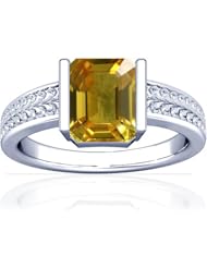 Platinum Emerald Cut Yellow Sapphire Solitaire Ring