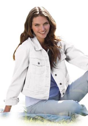 Woman Within Plus Size Cropped stretch jacket in denim and twill