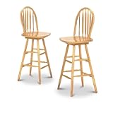 Two 29" Natural Finish Wood Barstools Windsor Arrow Back