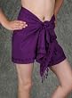 Embroidered Rayon Scarf or Half Sarong - Purple - 20" X 66"