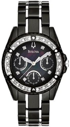 Bulova Women's Diamond 98R32 Black Stainless-Steel Quartz Watch with Black Dial