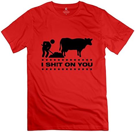 Yongth Men's I Shit On Cow 100% Cotton T-Shirt - Cool Style T Shirts Red US Size L