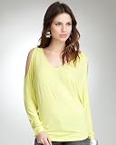 V-Neck Chiffon Detail Cold Shoulder Top - LIMEADE (S)