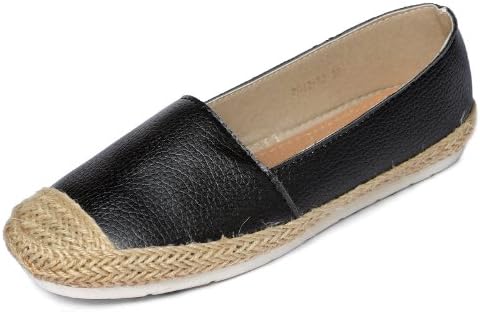 YesStyle Women's Faux Leather Espadrilles Black 8