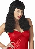 Sexy Black Bettie Betty Page Outfit Costume Wig NEW Bangs Glamour Pinup Classic Wavy Gorgeous