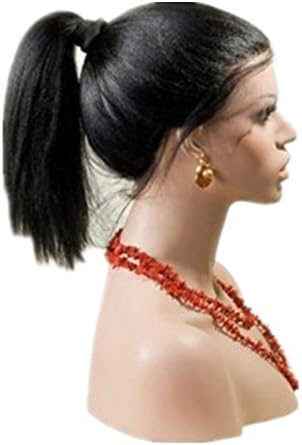 Glory Beauty TM Virgin Brazilian Hair Wigs Italian Yaki Straight 8"-28" Human Hair Full Lace Wigs Glueless Lace Front Wigs with Baby Hair Around (Lace front wig, 14 Inch)