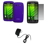 EMPIRE Purple Silicone Skin Case Cover + Screen Protector + Home Wall Charg ....