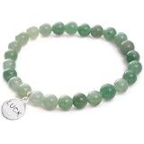  : Sterling Silver Green Aventurine Luck Wish Bead Stretch Bracelet