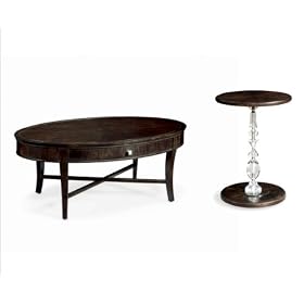 Bernhardt Furniture Sale 396-013 / 396-123 Arlington Oval Cocktail Table Set with Chairside Table...