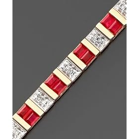 14k Gold Ruby (4-3 8 ct. t.w.) and Diamond (1 4 ct. t.w.) Bracelet by Macy's