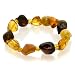 Certified Genuine Multicolor Half-Polished Amber Stretch Bracelet