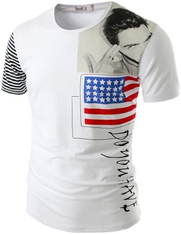 Trendykey Mens Graphic T-Shirt Short Sleeve WHITE (M)