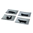 Set of 4 Glass Plates with Silhouette Animal Images