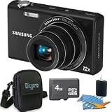 Samsung WB210 Black 14 MP Digital Camera, 3.5 LCD Touch Screen, 12x Zoom Lens, 24mm wide angle Schneider lens. Bundle Includes 4 GB Memory Card, Deluxe Carrying Case, and 3Pcs. Lens Cleaning Kit.