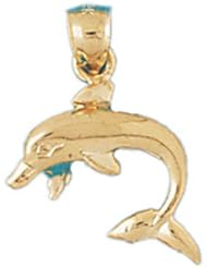 Dazzlers Solid 14 karats gold Dolphin Charm Pendant Available in three colors from jewelsberry (weights: 1.9 grams only)
