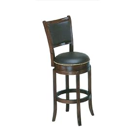Click here to buy Espresso Finish Wood 29H High Back Swivel Bar Stool by visiondecor Furniture.