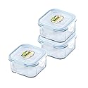 Kinetic Go Green GlassLock Square 17 Ounce 6 Piece Set (3 Containers and 3 Lids)