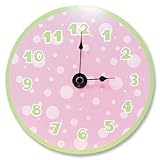 Trend Lab Pink Dots With Sage Numbers Wall Clock, Pink