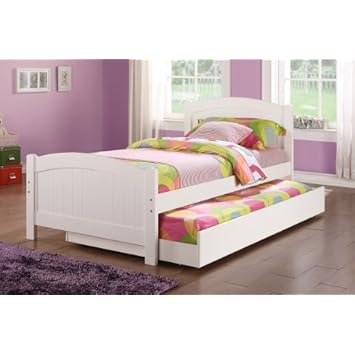 Twin bed w/Trundle in White Color Pine Wood by Poundex