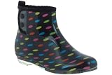 Capelli New York Ladies Polka Dots Printed Short Bootie Rain Boot With Snap Button Closure Black Combo 6