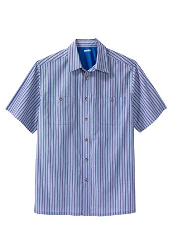 Kingsize Men's Big & Tall Easy-Care Short Sleeve Striped Sport Shirt