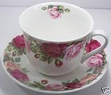 English Bone China Breakfast Cup and Saucer Set Roy Kirkham Garden Rose
