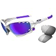 Oakley Jawbone Adult Sport Designer Sunglasses w/ Free B&F Heart Sticker - Polished White/Violet Iridium Vented, Light Grey
