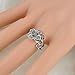 Mytys 18k White Gold Plated Grey Flower and Leaf Marcasite Crystal Rings