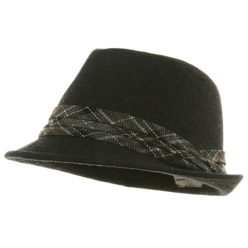 Wool Fedora Hat with Trim - Charcoal W19S59E