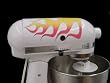 Classic 33 Single Large Flame Decal Cover Kit red, orange, and yellow with blue trim, designed to fit all KitchenAid stand mixers, including Artisan, Ultra Power, 4, 5, 6 qt quart mixers, without accessory interference.