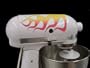 Classic 33 Single Large Flame Decal Cover Kit red, orange, and yellow with blue trim, designed to fit all KitchenAid stand mixers, including Artisan, Ultra Power, 4, 5, 6 qt quart mixers, without accessory interference.