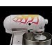 Classic 33 Single Large Flame Decal Cover Kit red, orange, and yellow with blue trim, designed to fit all KitchenAid stand mixers, including Artisan, Ultra Power, 4, 5, 6 qt quart mixers, without accessory interference.