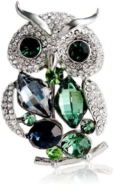 PHAL NEOGLORY Crystal Decorated Owl Design Brooch M.