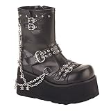 Demonia Boots Women's CLASH-430, 3 1/2" Detachable Chains Calf Black Pu Boot