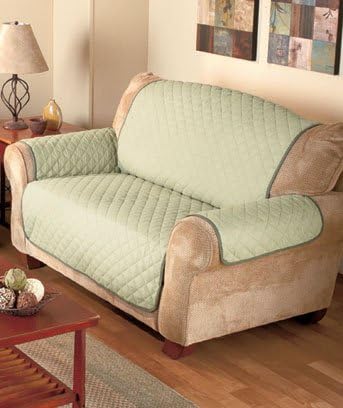 Sage/Olive Reversible Quilted Loveseat Cover