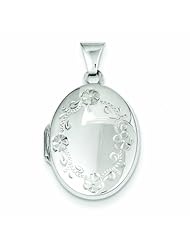 Genuine .925 Sterling Silver Floral 21mm Oval Locket 1.9 Grams. 100% Satisfaction Guaranteed.