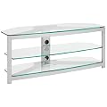 Omnimount Stellar G353 3-Shelf TV Stand In Silver With 10mm Thick Quality Glass Shelves - Perfect for latest Samsung D8000 range of TV's