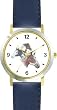 Horse Collage - Three Paints - JP - Horse - WATCHBUDDY&reg; DELUXE TWO-TONE THEME WATCH - Arabic Numbers - Blue Leather Strap-Women's Size-Small