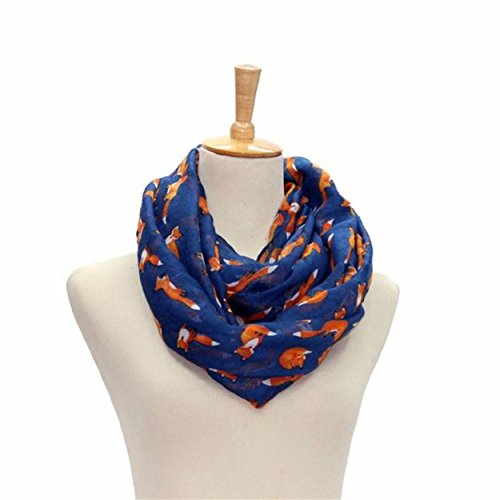 Kingfansion Women Ladies Fox Pattern Print Voile Wrap Shawl Scarf