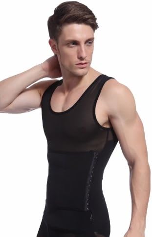 AZURE DRAGON Men's Slimming Body Shaper Tank Top,3 Steps Buckles Adjustment