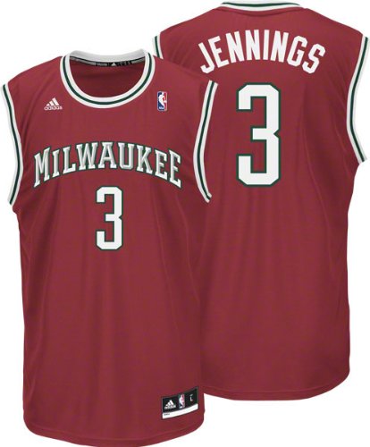 NBA Men's Milwaukee Bucks Brandon Jennings Revolution 30 Alternate Replica Jersey (Red, Large)