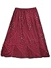 Retro Long Skirt Maroon Sequin Embroidered Cotton Boho Maxi Skirt